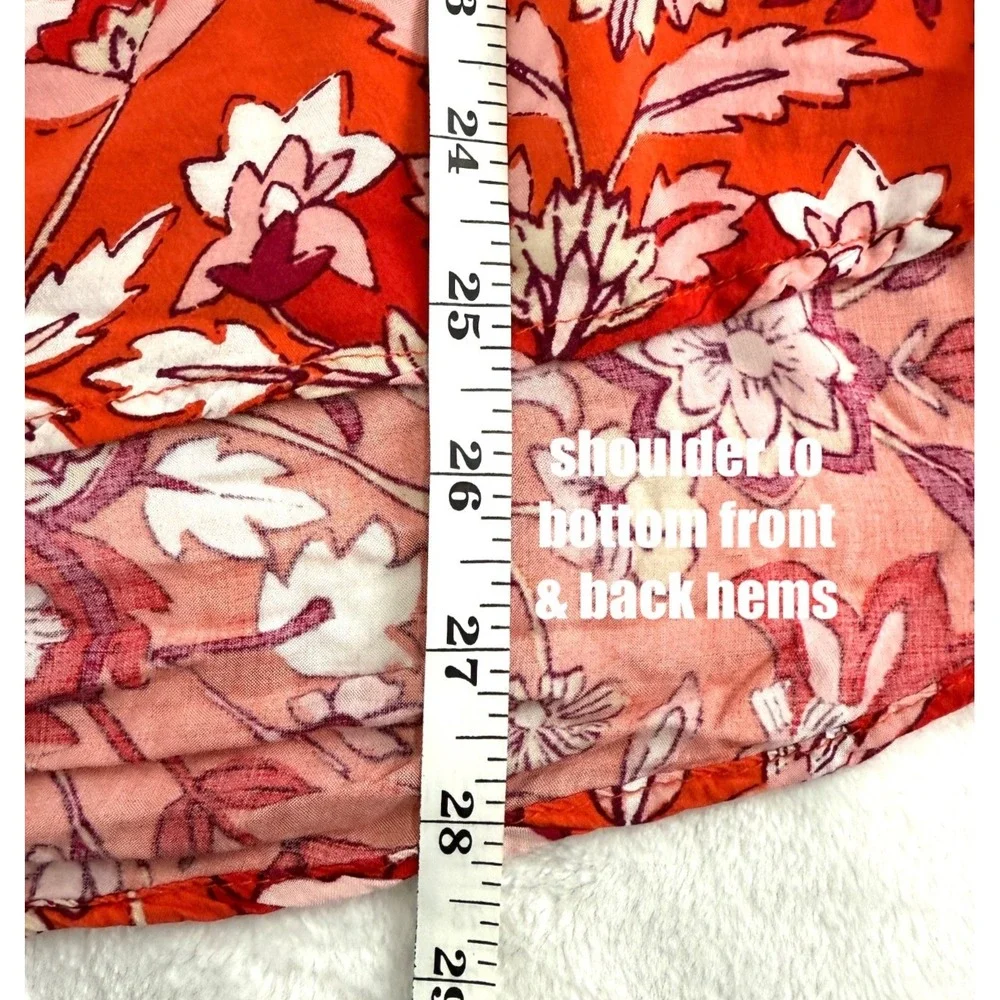 Old Navy Peasant Top Womens XXL TTG Orange Boho Cottagecore Romantic Floral Fall - Picture 8 of 8
